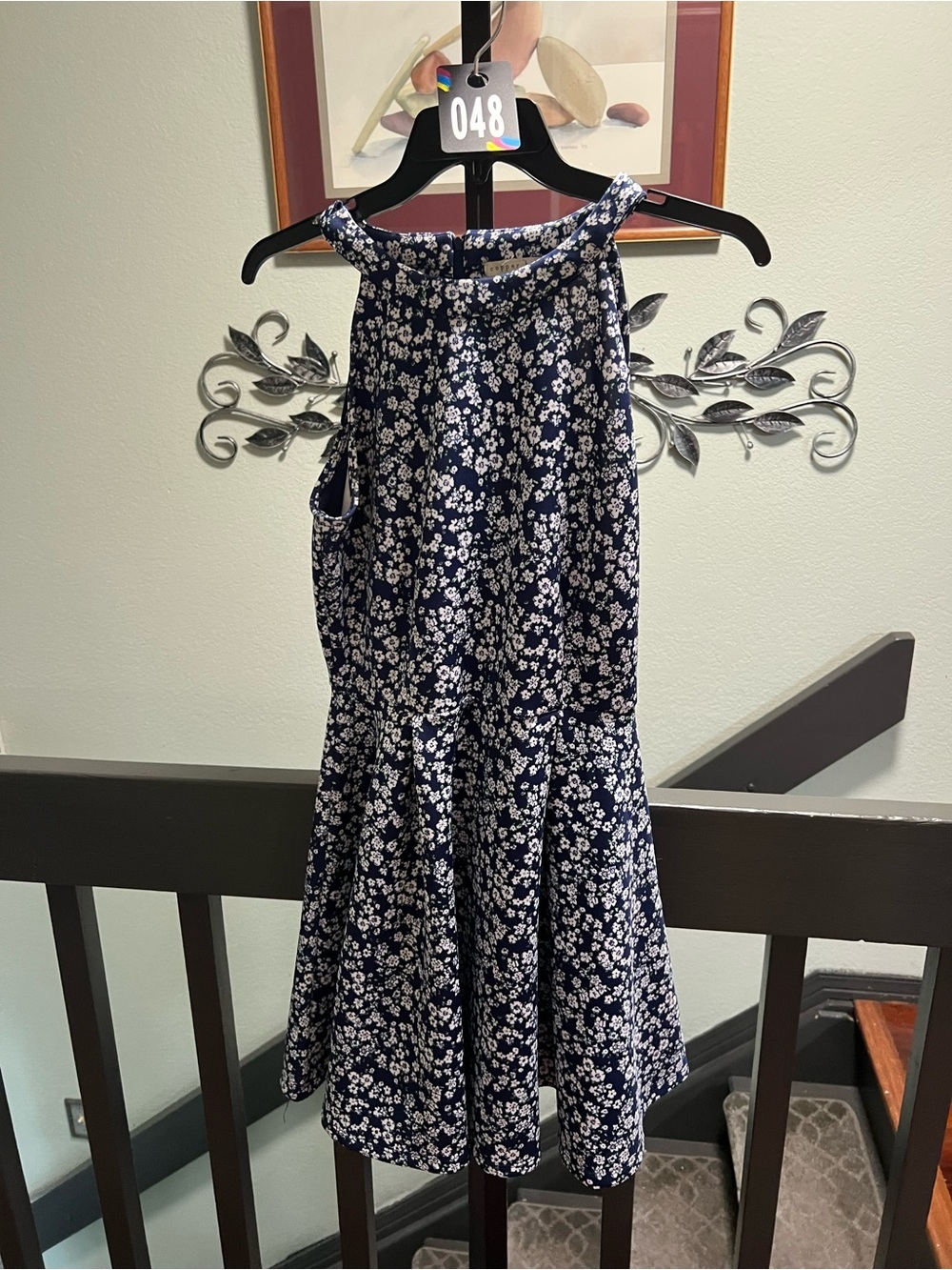 Copper Key Navy and White Floral Dress Size Medium #DC048